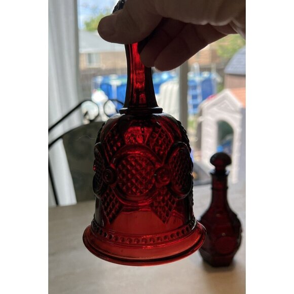 Vintage Avon Cape Cod Ruby Red Glass Bell, 6 3/4" Tall x 3 1/2" Diameter - Picture 4 of 4